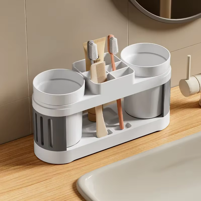 Bathroom Toothbrush Toothpaste shelf, Simple high-end all-in-one toothbrush, oral wash cup, bathroom wash set, Cup top, new