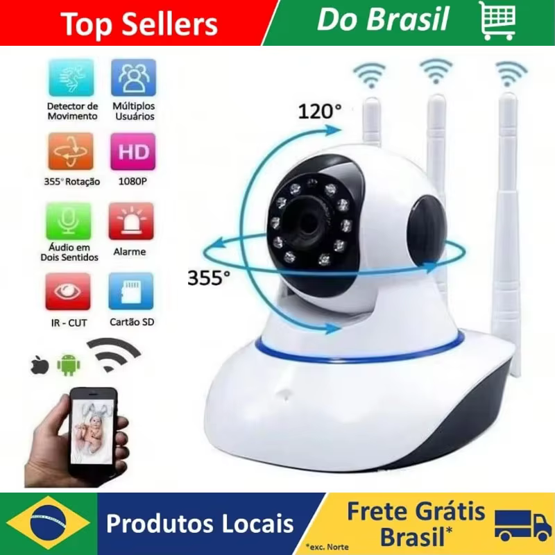 Brazil 1080P wireless WiFi camera home security monitoring indoor camera motion detection 360 ° pan tilt camera baby monitor