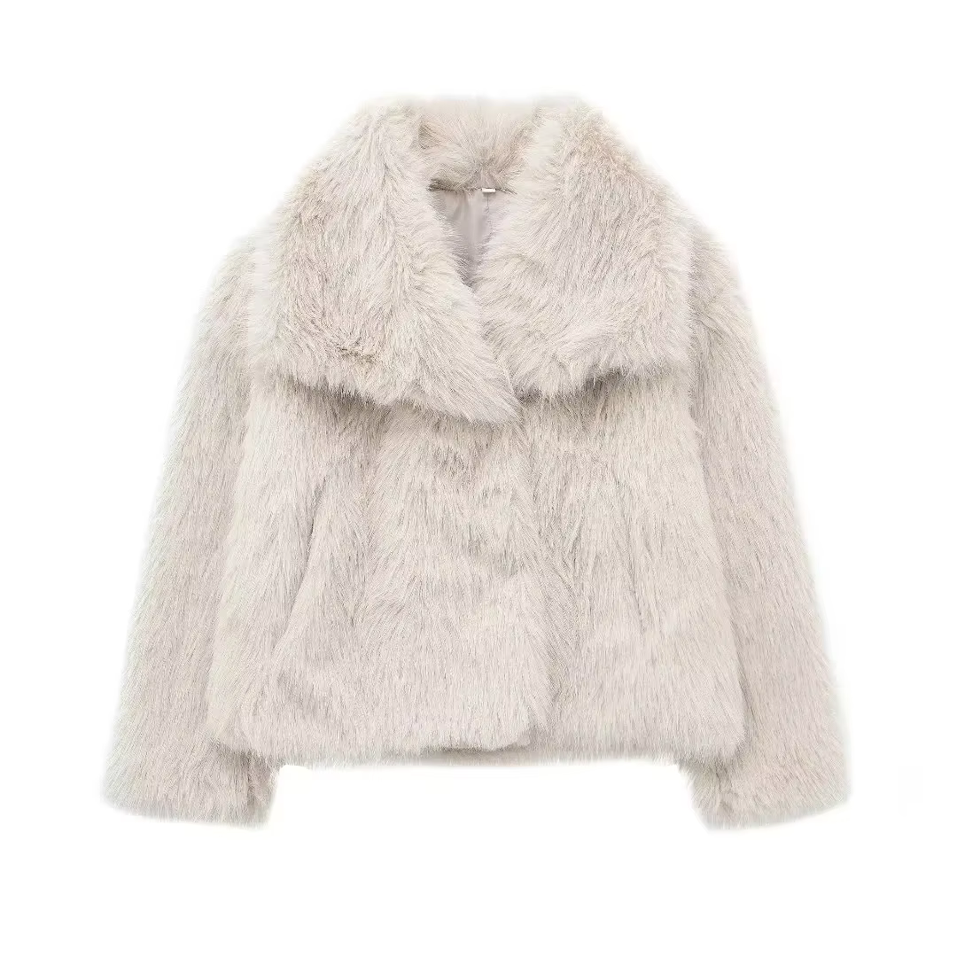 Jacket for Women Loose Stand Collar Long Sleeve Coat Women Autumn Winter 2024 New Fur Fur Coat Imitation