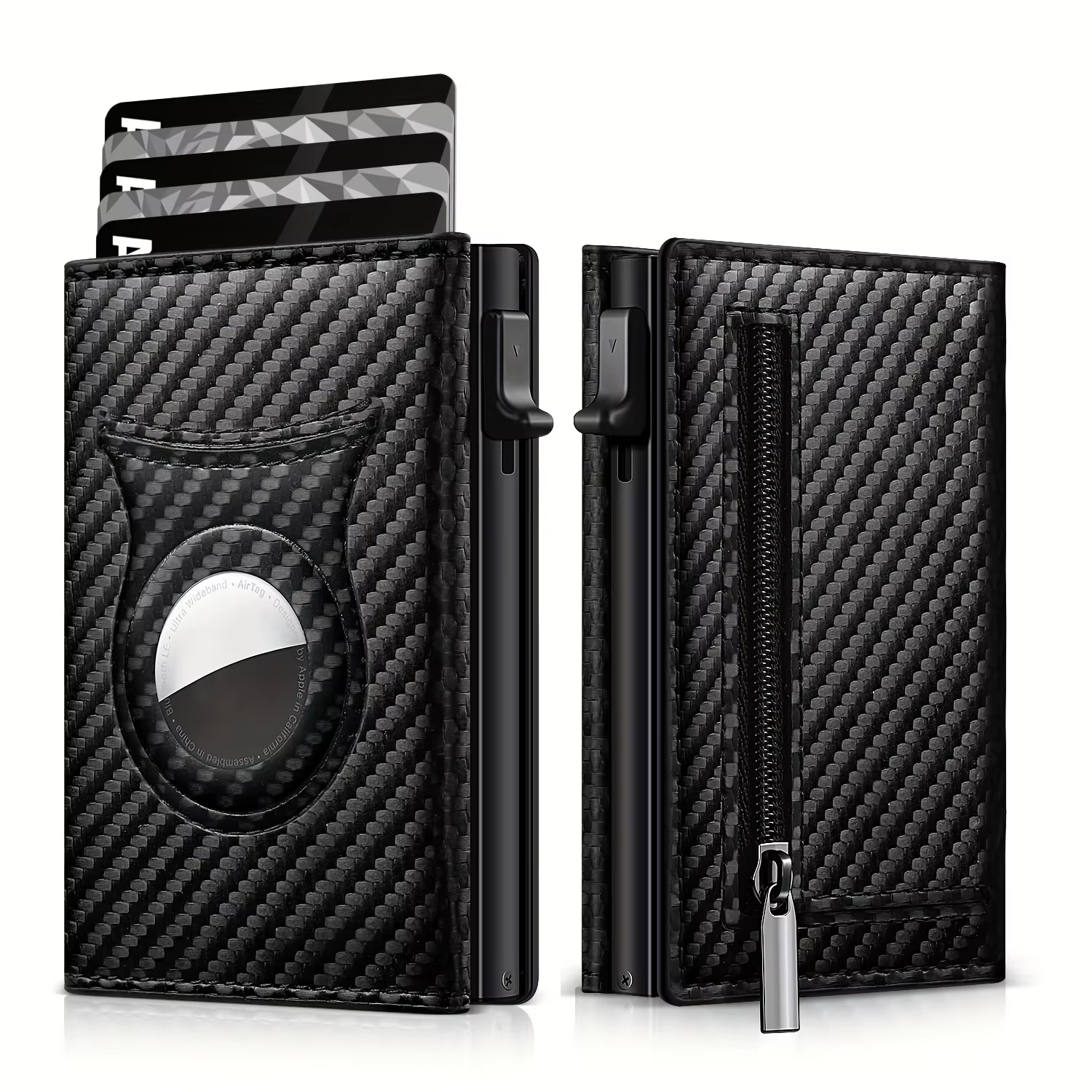 New Men's Simple Wallet, Tri-fold Card Holder Wallet, Suitable for Aviation Tags, Carbon Fiber Leather Wallet