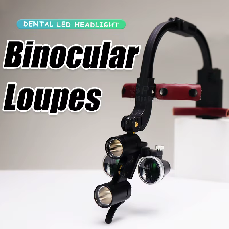 ENT LED Headlight Magnifier Double Headlamp Dentisty 2.5X or 3.5X Binocular Loupes Adjustable Headband Dental Surgical Tool