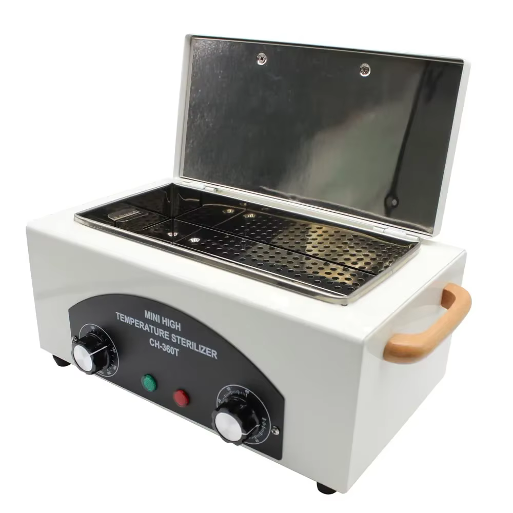 300 Watt Sterilizer for Instruments Hot Air Steriliser 220°C High Temperature Steriliser Bottles Nail Tool Sterilizer with Timer