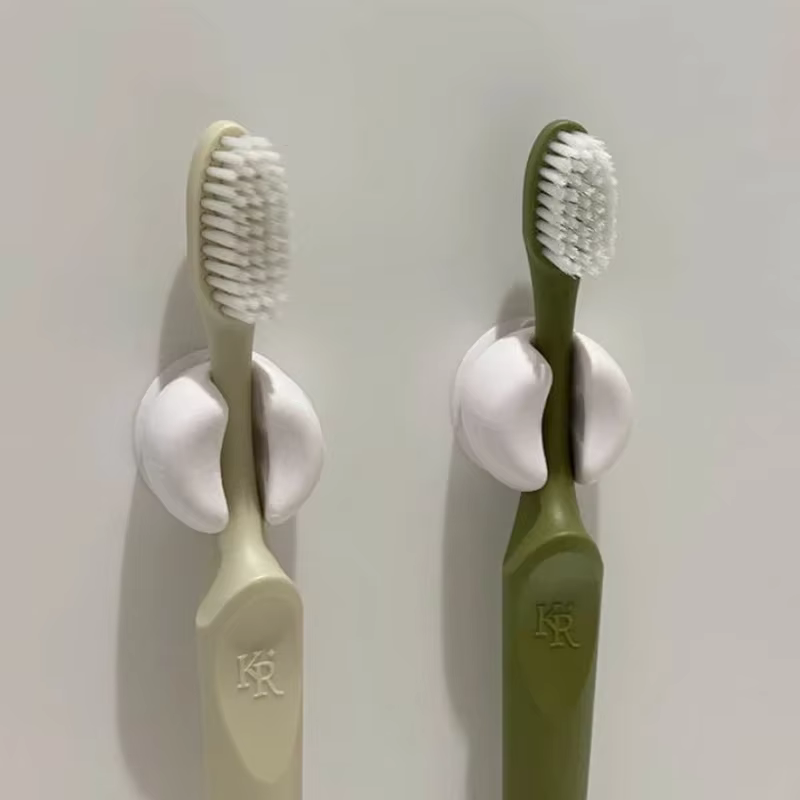 Simple toothbrush stand with suction cup, wall-mounted toothbrush storage box rack, bathroom accessories, 1, 4 pieces