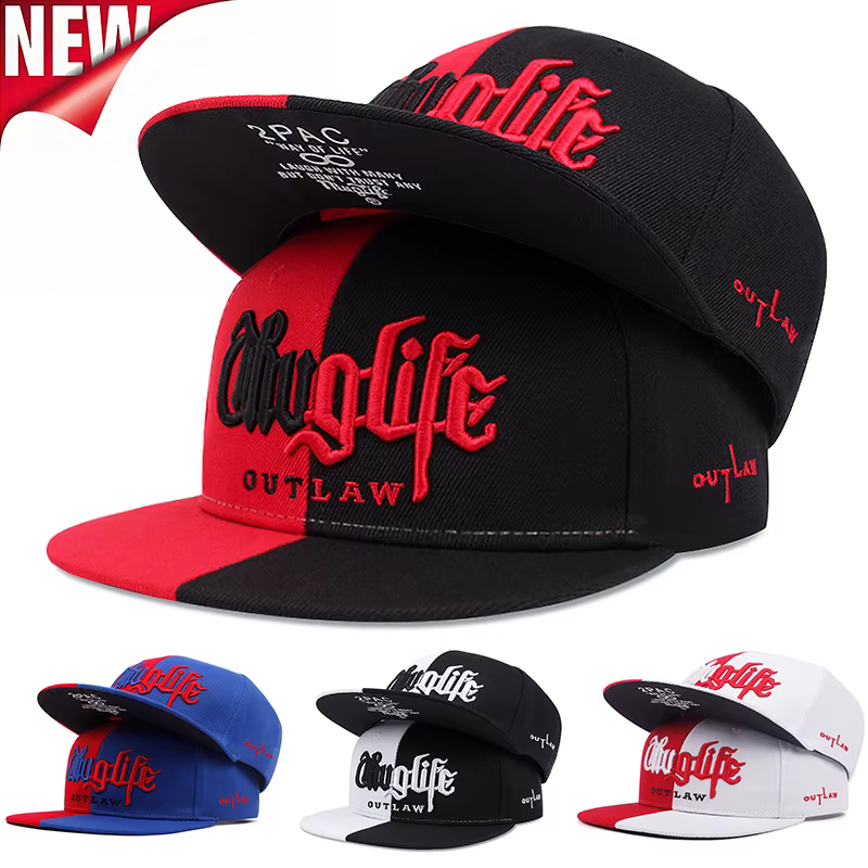 Fashion Fastball CAP Thuglife Embroidery Hiphop Baseball Cap Snapback Hat Adult Outdoor Adjustable Casual Sunshade Cowboy Hat