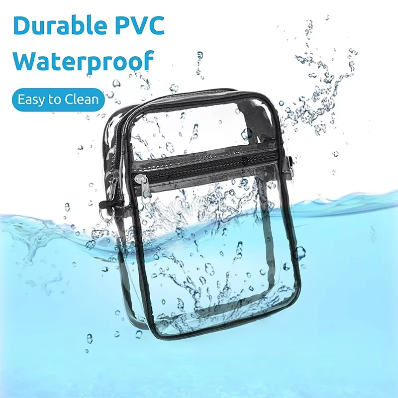 Clear Crossbody Bag Thickened PVC Stadium Approved Purse Bag for Concerts Sports Events Transparent Unisex Shoulder Messenger