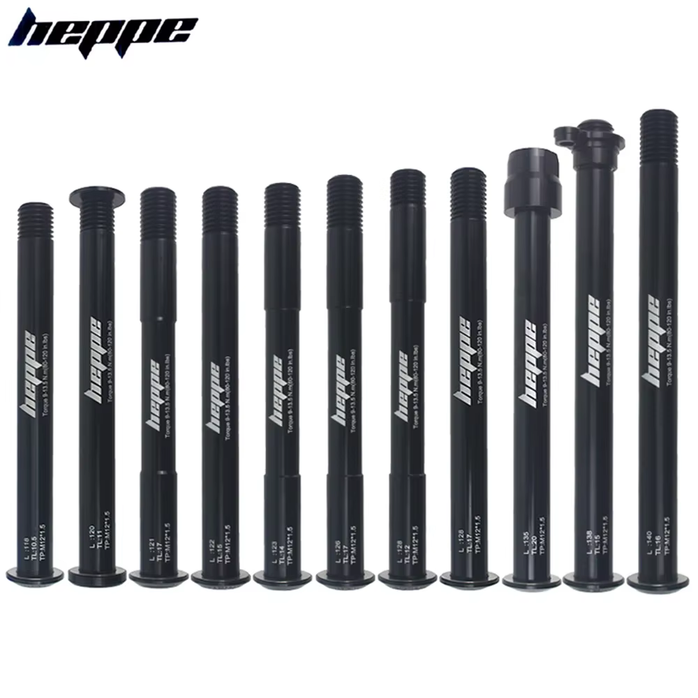 HEPPE MTB Road Bike Thru Axle Front Fork Shaft Skewers Rear Hub Thru Axle 12x142/148 12x100/110 Bike Barrel Axle M12xP1.0/1.5