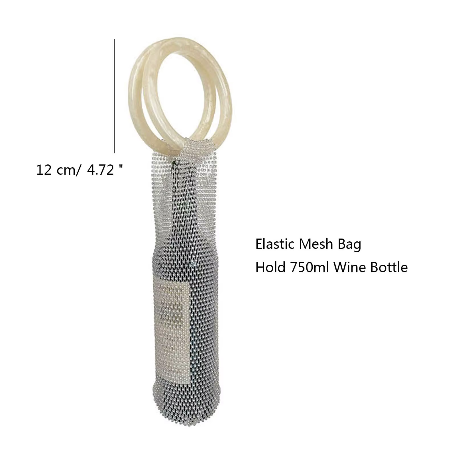 2024 Handcrafted Resin Handle Wine Pouch Mesh And Embedded Rhinestones Bottle Versatile Elegant Handle Bag For Beach Party