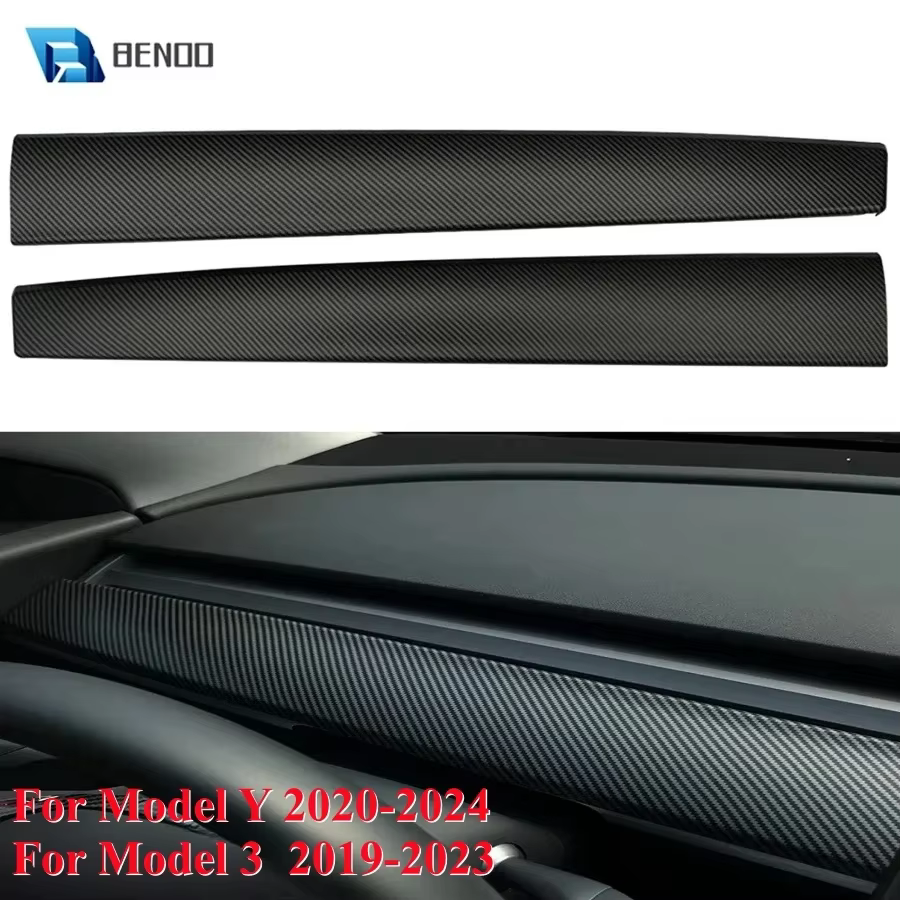 For Tesla Model 3 Model Y 2023-2019 ABS Carbon Fiber Pattern Dashboard Cover Decorative Wrap Cap for Tesla Innner Accessories
