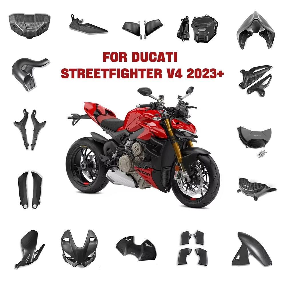For DUCATI Streetfighter V4 V4S SP2 2023 2024 Carbon Fiber Motorcycle Body & Frame Covers Full Fairing Kits Modified Plain Matte