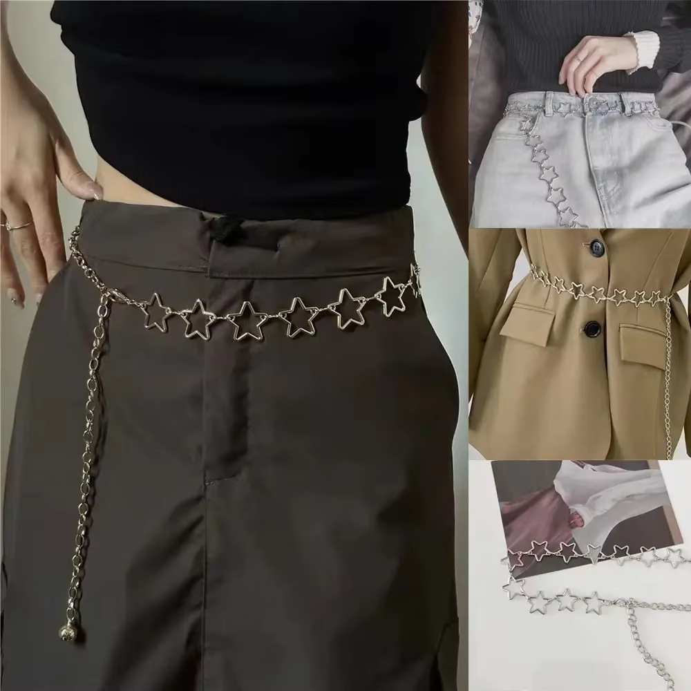 Punk Style Metal waist belt, Retro decoration, Halloween out star one piece waist chain, clothing accessories