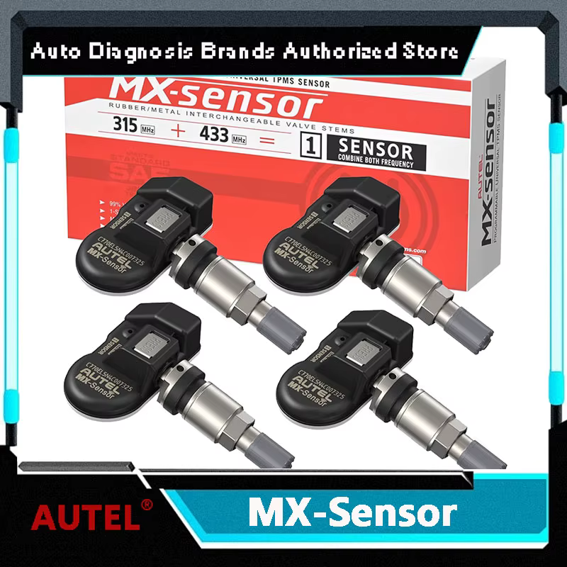 Autel TPMS Sensor Set of 4, MX-Sensor 2in 1 Dual Frequency 315MHz + 433MHz Press-in OE-Level Universal TPMS Sensors