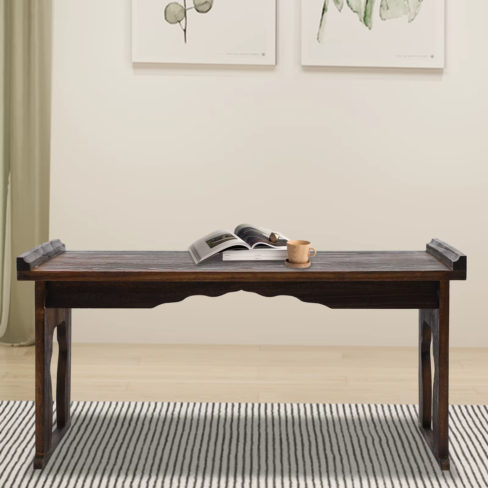 Foldable Bed Laptop Desk Breakfast Tray Antique Japanese Style Table