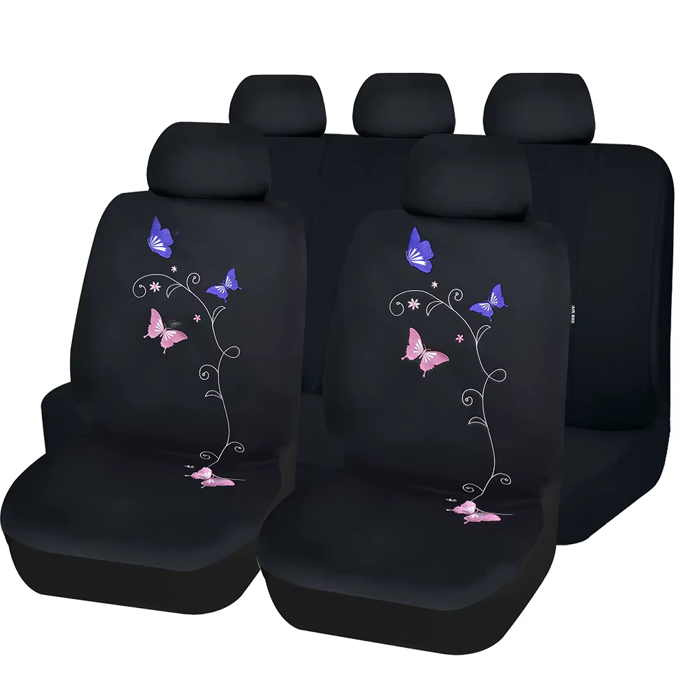 AUTO PLUS Universal Car Seat Covers With Butterfly Embroidery Car Accessories Women Interior Fit For Most Car Suv Truck Van