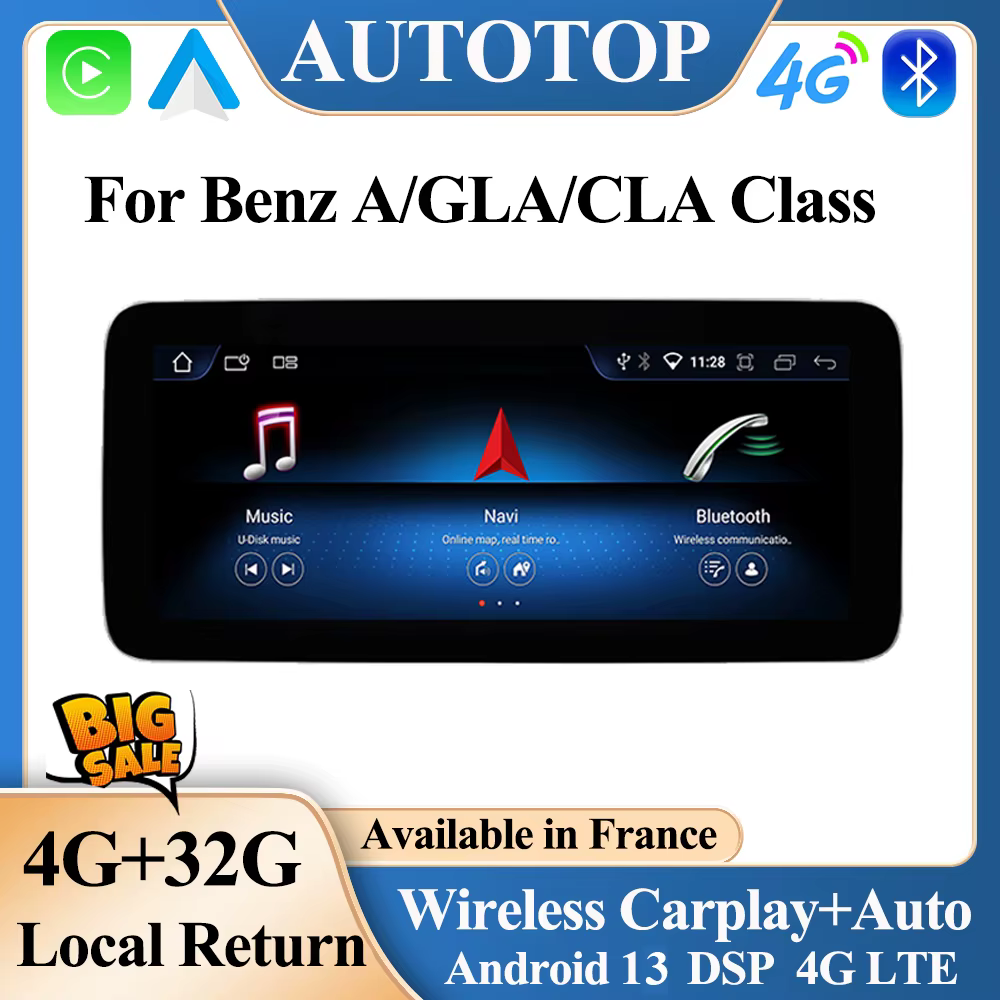 AUTOTOP 10.25" Wireless CarPlay Android 13 For Mercedes Benz A Class W176 GLA/ CLA X156 C117 Car Multimedia 4G Wifi GPS Navi BT