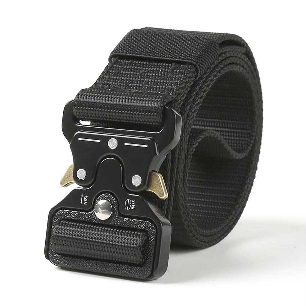 Men Tactical Belt Quick Release Outdoor Zinc Alloy Buckle Belt Soft Real Nylon Sports Hiking Camping Hunting Belt