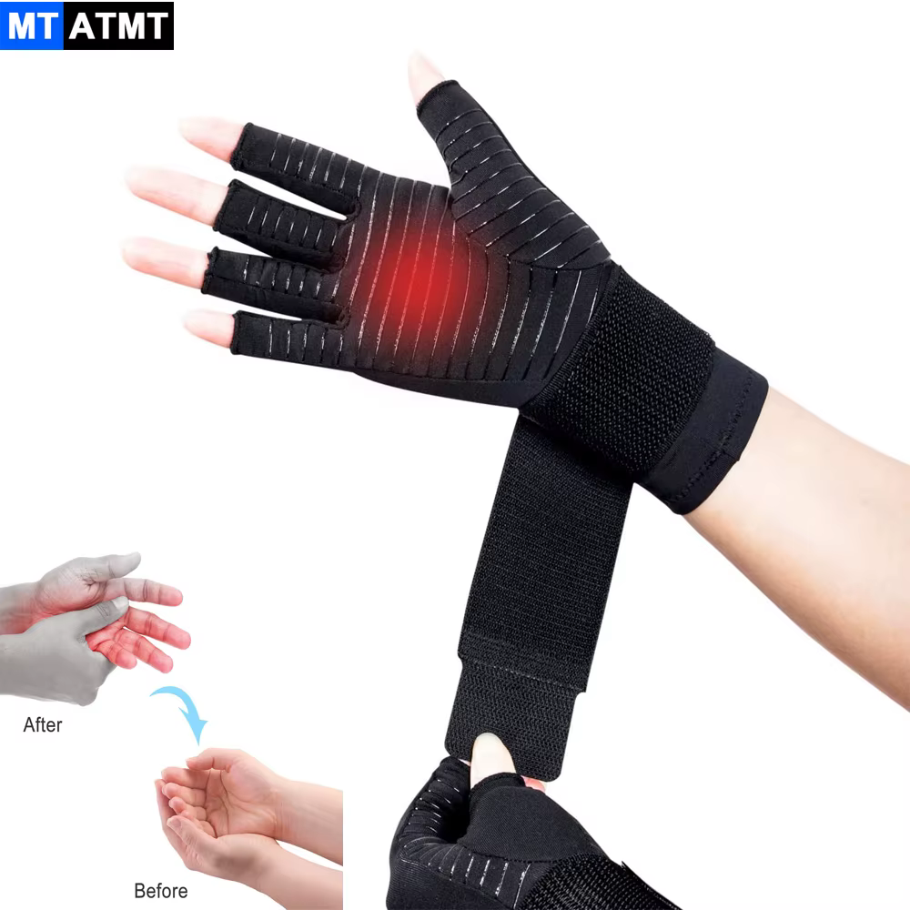 1Pair Compression Arthritis Gloves with Strap,Carpal Tunnel,Typing Joint Pain Relief Women Men Therapy Wristband