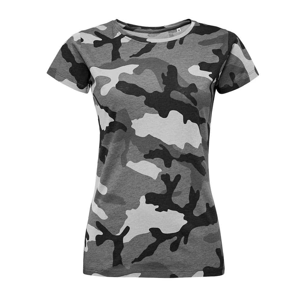 MARNAULA.CAMO WOMEN's O neck t-shirt. Size = XXL,COLOR = camouflage gray