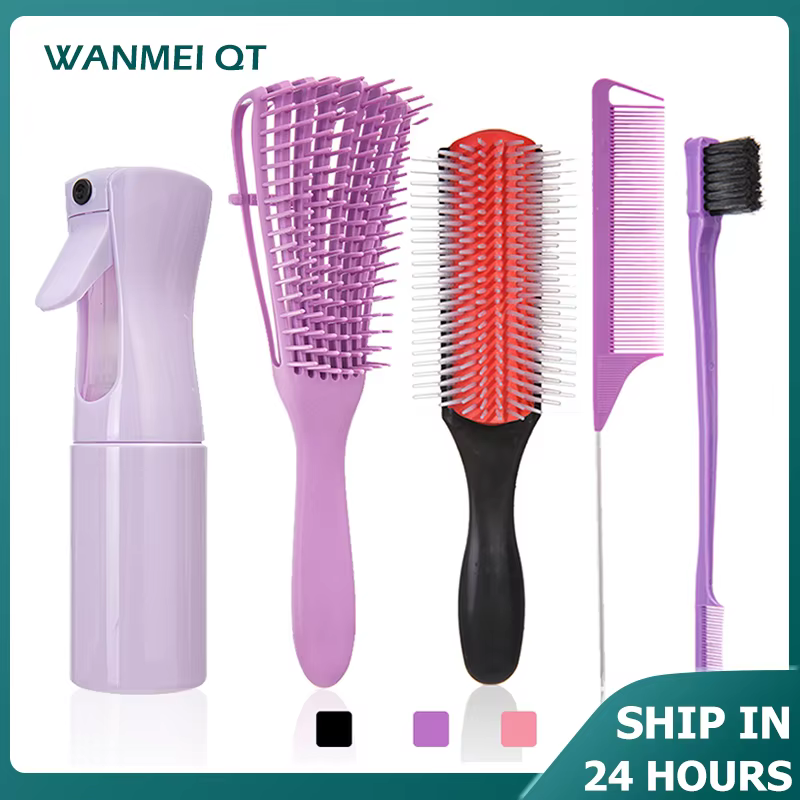 4pcs/5pcs Detangling Hair Brush set curly hair Bursh Calp Massage Brushes Easy To Clean Hairbrush Salon hair Styling Tools