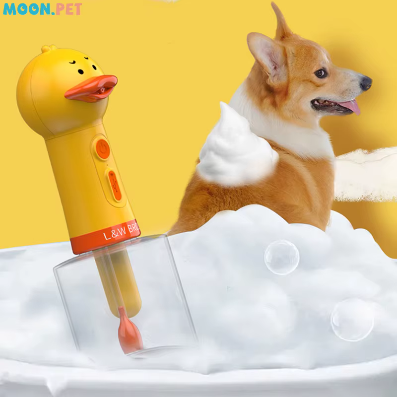 Yellow Duck Pet Cleaning Machine Type-C Charging Automatic Soap Dispenser Bathing Electric Foam Machine Pet Accessories