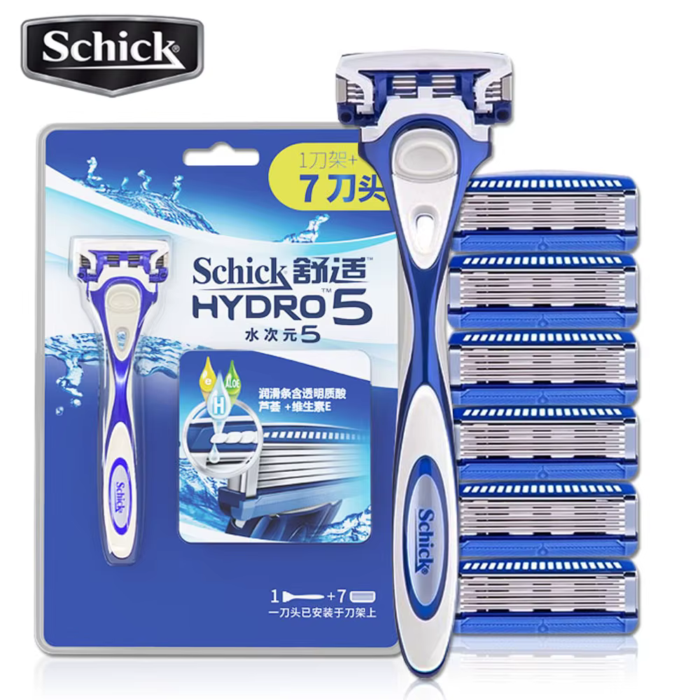 1 Razor + 7 Blades Schick Hydro5 Safety Razor Blades Set Manual Comfortable Men Shaver Beard Shaving Hair Styling Free Shipping