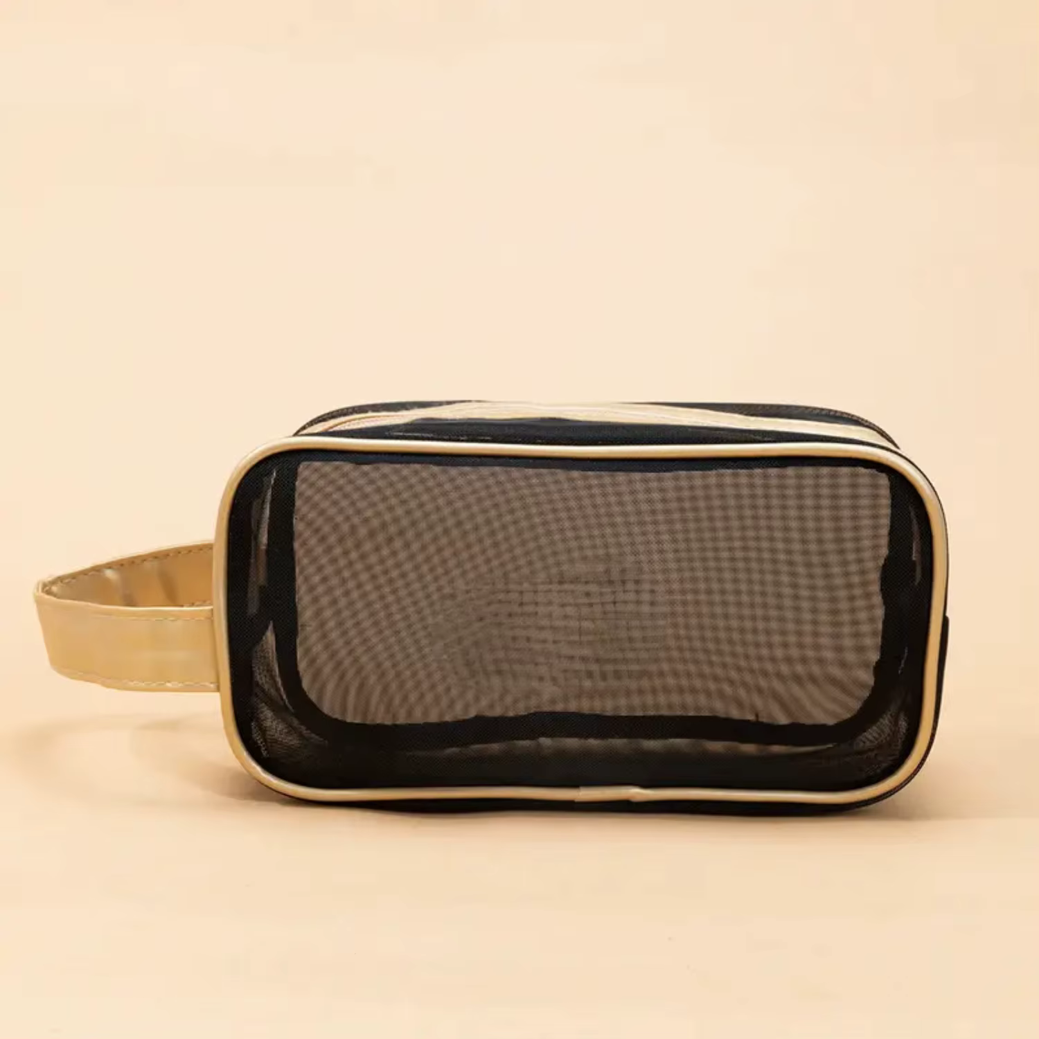 Black Mesh Makeup Bag  Stylish Cosmetic Toiletry Bag for Traveling and Daily Use