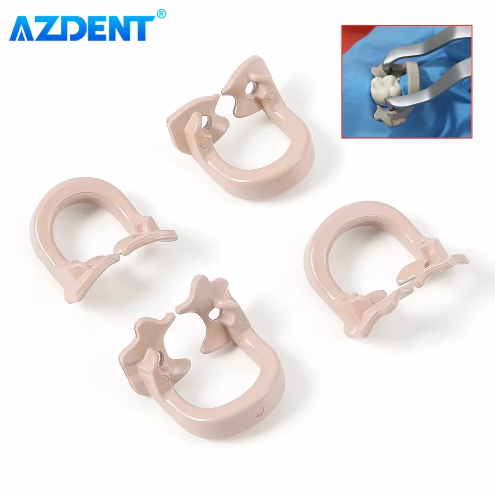 4PCS/Set Dental Dam Rubber Clamp Sectional Matrix Band AZDENT Molar Barrier Clips Autoclavable Using with Matrix Forming Sheets