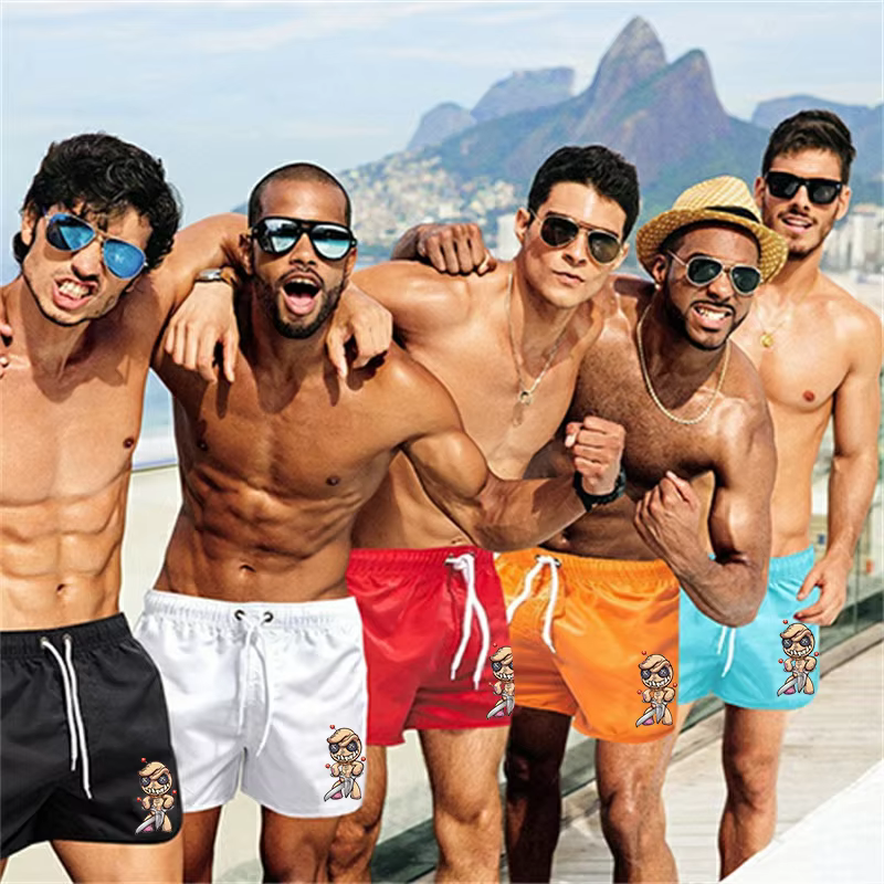 Fashion Men's Swimming Quick-drying Shorts Swim Trunks Swimwear Drawstring Lacing Pants Sports Board Shorts On The Beach