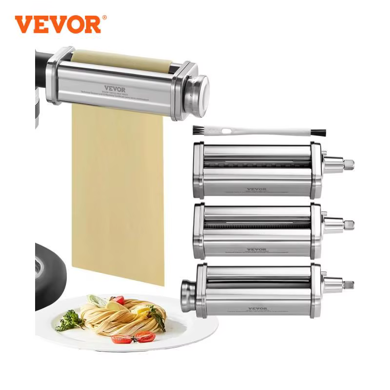 VEVOR Pasta Attachment for KitchenAid Stand Mixer Stainless Steel Pasta Roller Cutter Set  Spaghetti and Fettuccine Cutter 3Pcs