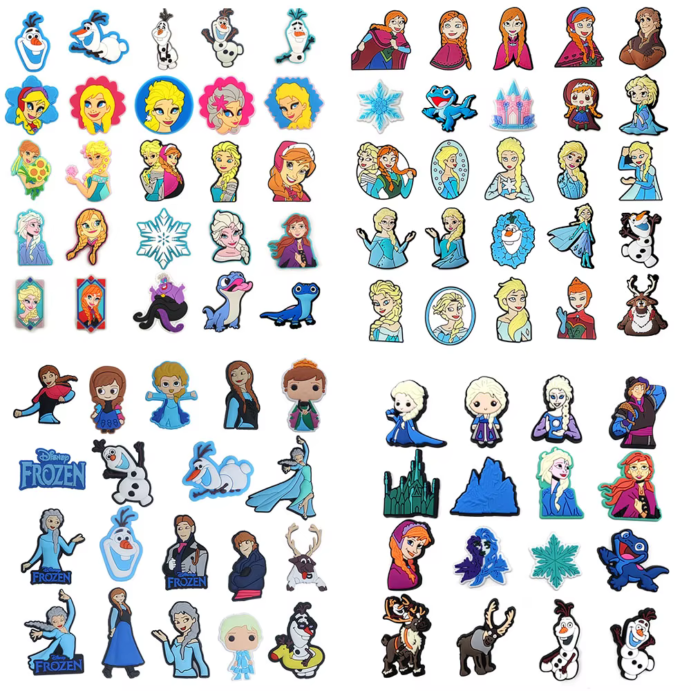 8-50pcs MINISO Frozen Aisha Anna Shoe Decorations PVC Shoe Accessories Buckle Garden Sandals Shoe Charms for Wristband gift