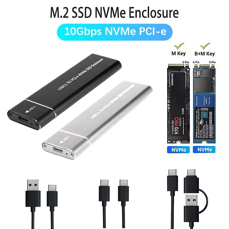 USB3.1 M.2 NVME SSD Enclosure Mobile Case Supports NVME Protocol To Type-C Solid Metal External Hard Disk Case Laptop Phone SSD
