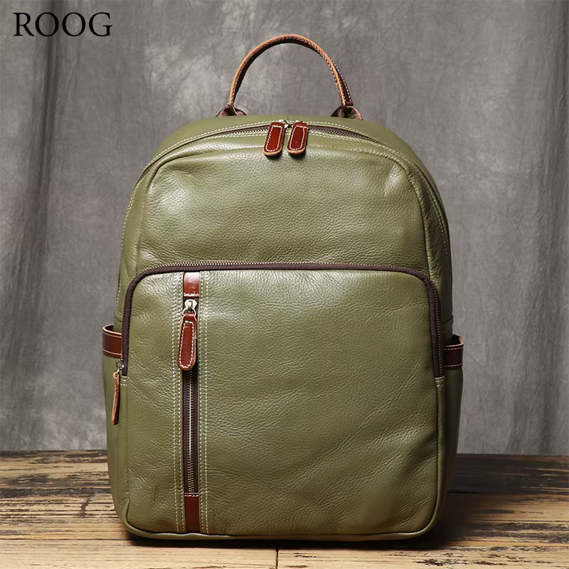 New High-Quality Genuine First-Layer Cowhide Backpack, Large Capacity Multifunctional School Bag, Can Fit a 14-Inch Laptop