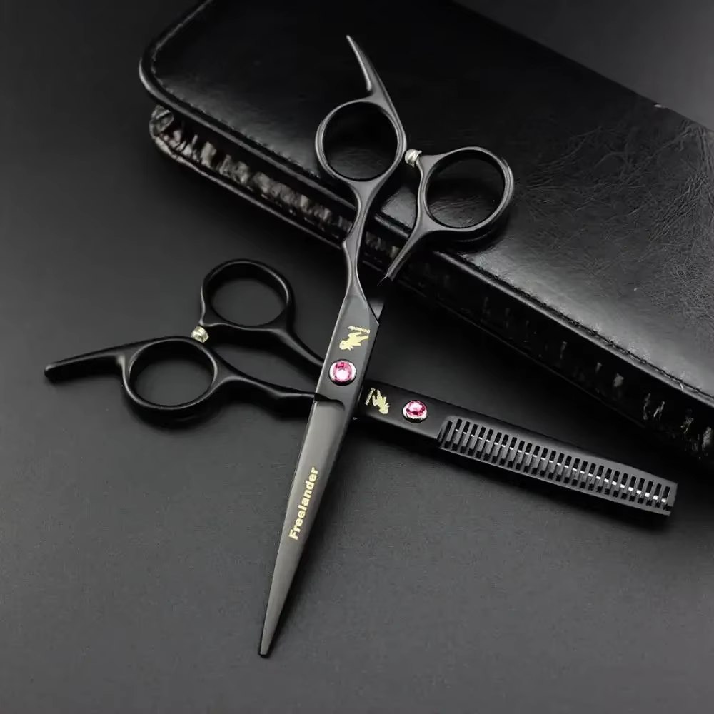 6.0 inch black New Professional Hairdressers Hair Scissors Japan 440C Barber Big Cutting Scissors Thinning Shears Hair Clipper