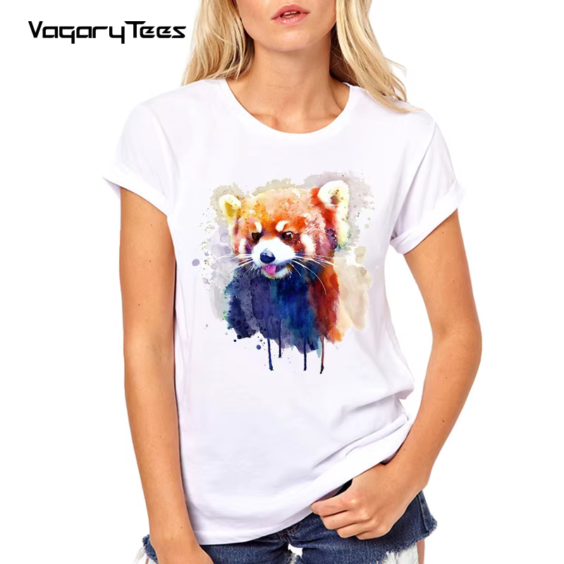 Hip hop tees shirt A Cute Red Panda print Girl short sleeve cool women T shirt casual o-neck Summer Fashion Punk tshirt
