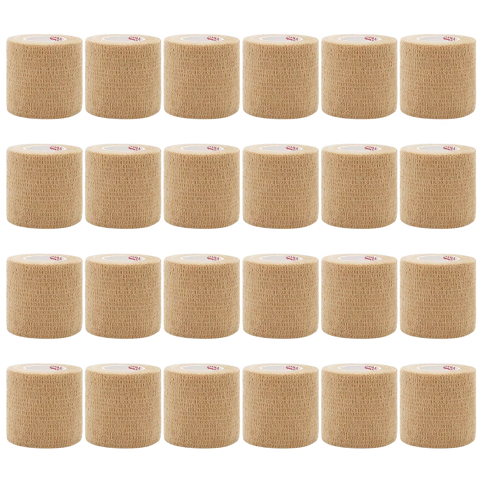 24Rolls Kindmax Self Adhesive Bandage Beige, Elastic Breathable Sports Non-woven Wrap Finger Tape For Wrist Ankle First Aid