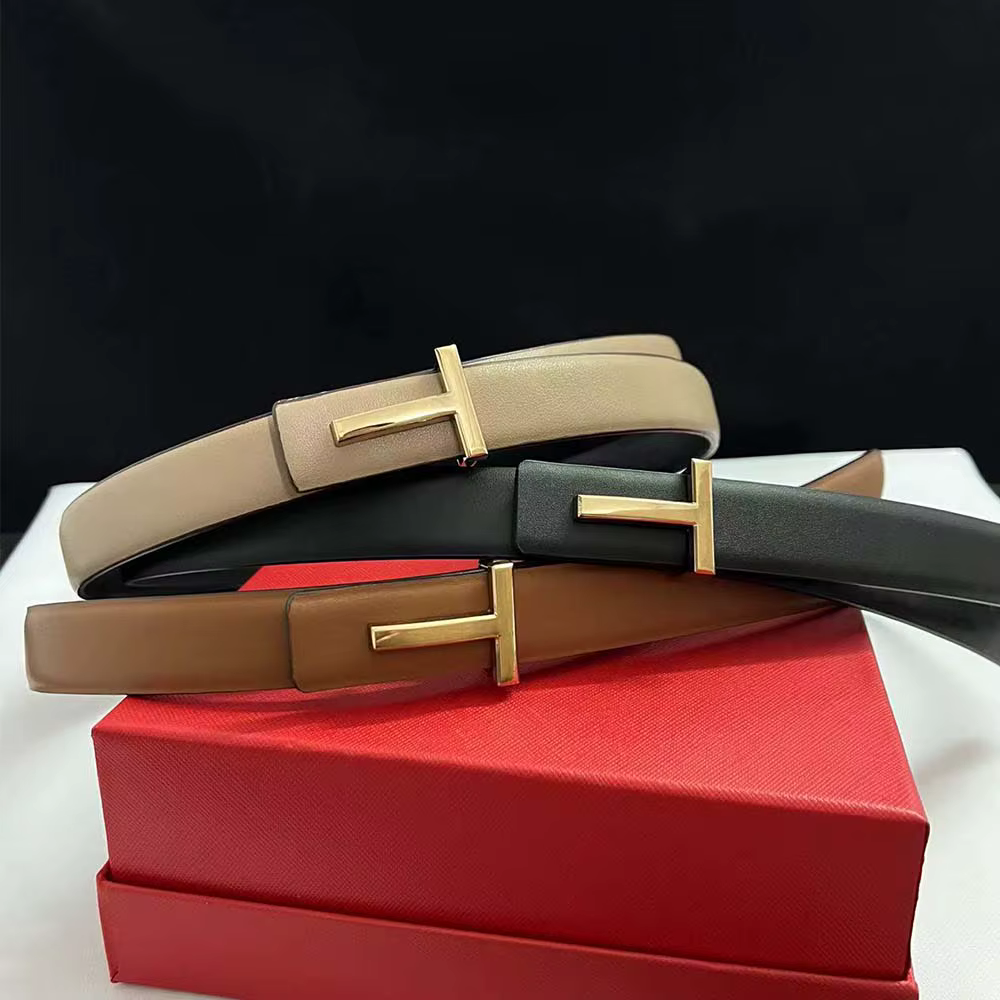 New Women's Belt Double-Sided Use Fashion Pop Letter T Belt Jeans Dress Accessories 2.5cm High Quality Belt