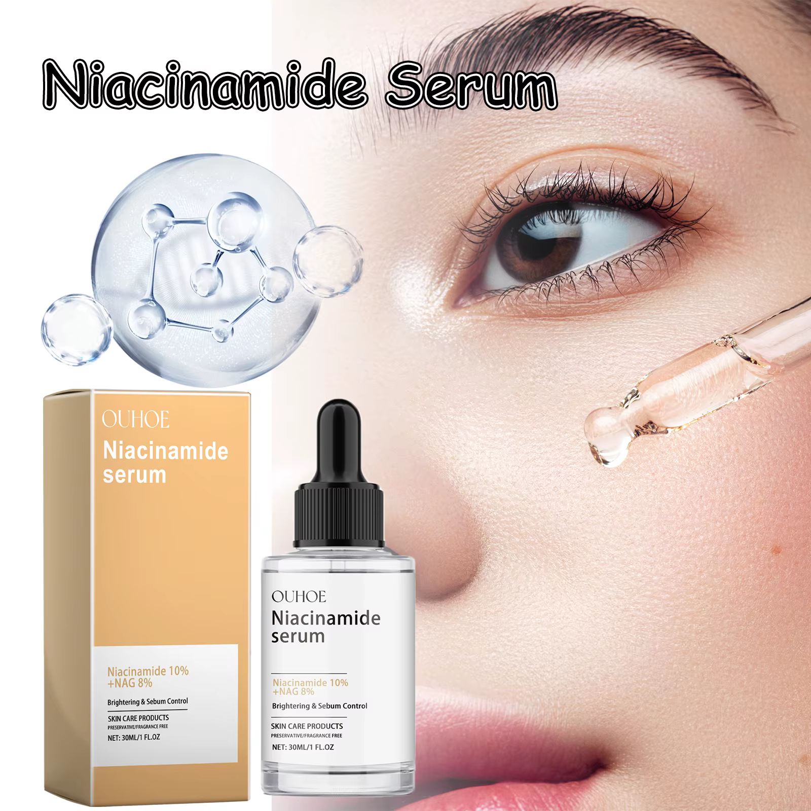 OUHOE Niacinamide Serum Nicotinic Acid Face Brighten Acne Removal Whitening Essences Keratins Removing Moisturizing Skin Care