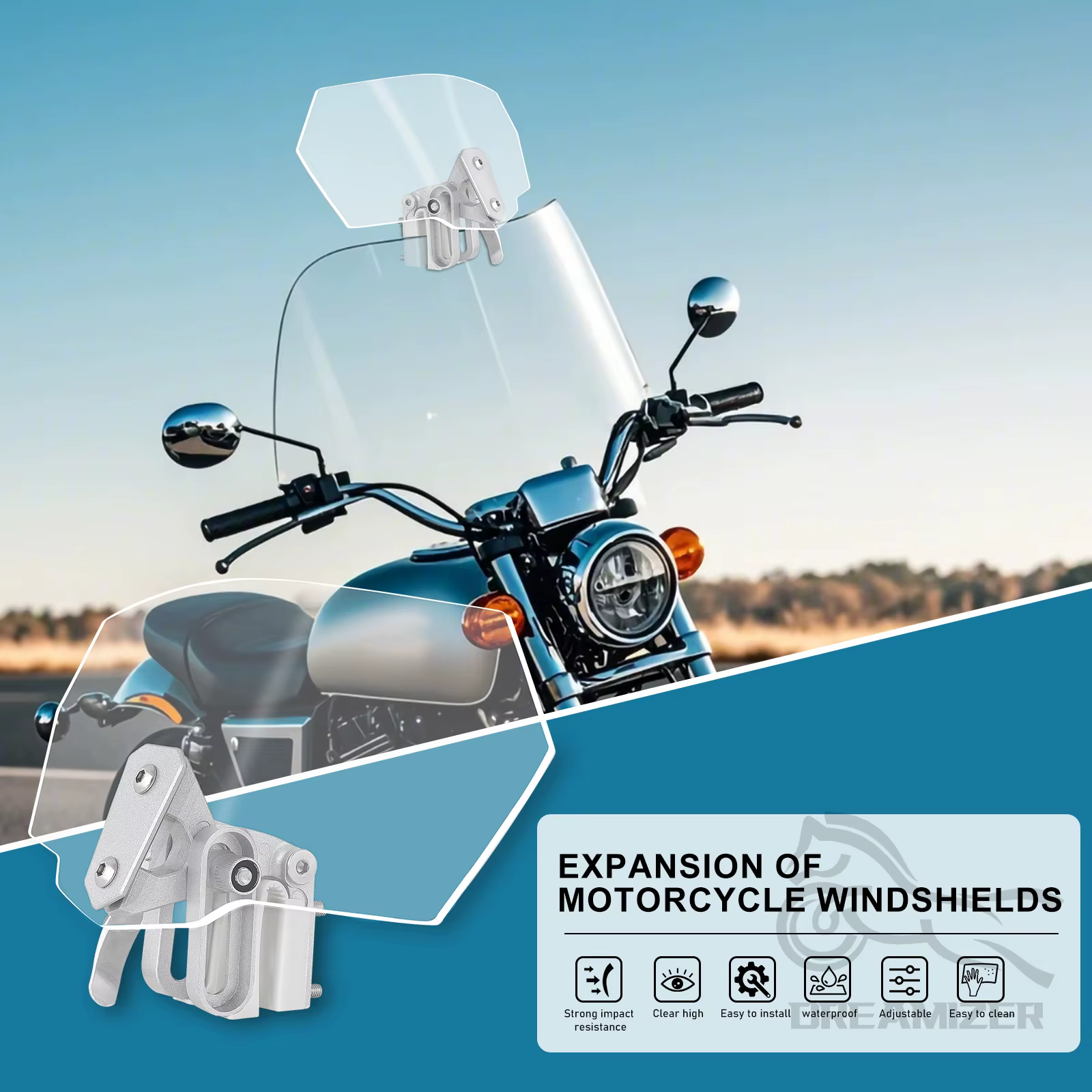 Motorcycle Windshield Airflow Adjustable Windscreen Extension Wind Deflector Universal For BMW Honda Yamaha Suzuki Ducati