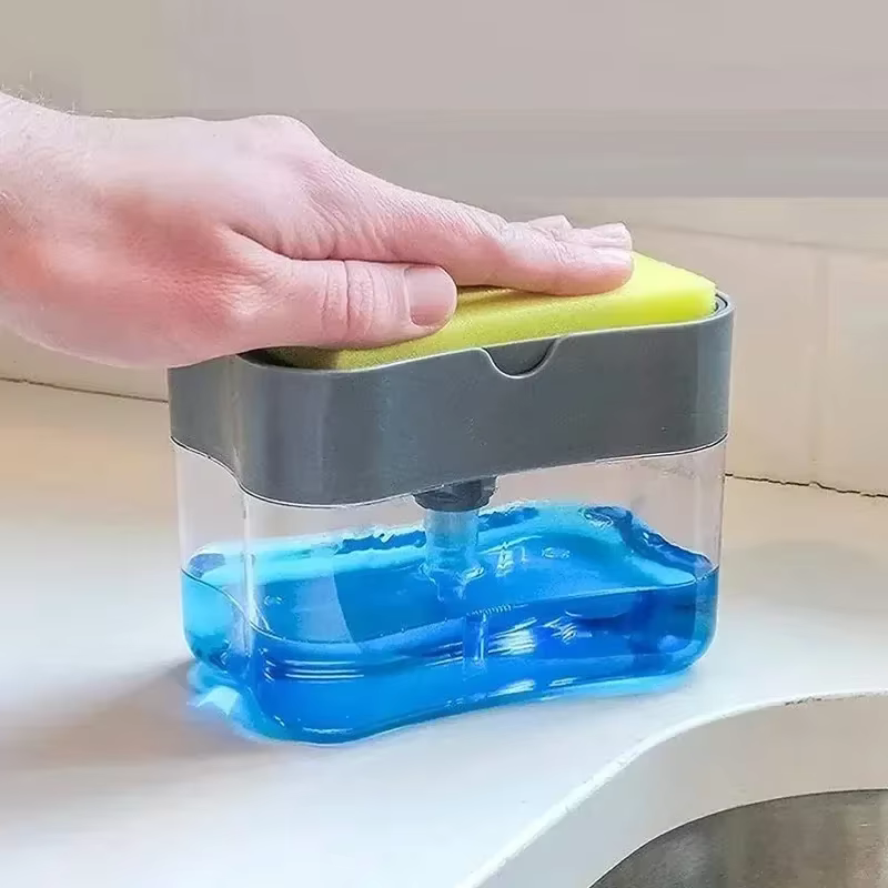 Automatic Soap Dispenser Bottle for Detergent Liquid Kitchen Dish Soap Dispenser Kitchen Sponge Dispenser Manual Soap Pump 380ml