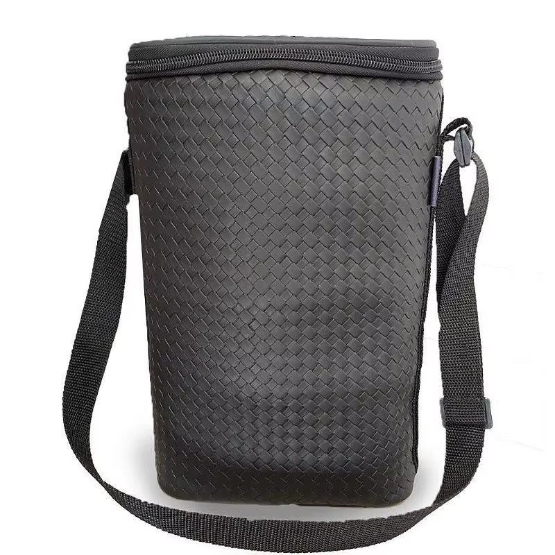 Wine Bag Wine Bag 2 Bottle Drinks or Glass Cup Toast Wisky Shoulder Strap Travel Suitcase Luxury Black Synthetic Leather Party