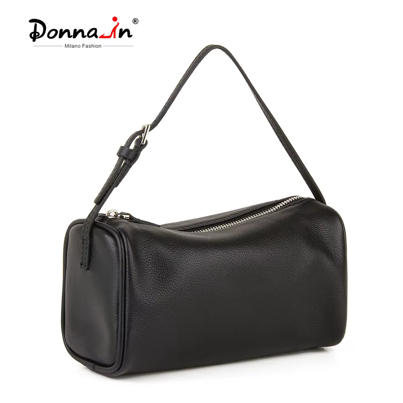 Donna-in Natural Cowhide Handbag for Women Genuine Full Grained Leather Top Handle Bag with Shoulder Strap Lining Sheepskin