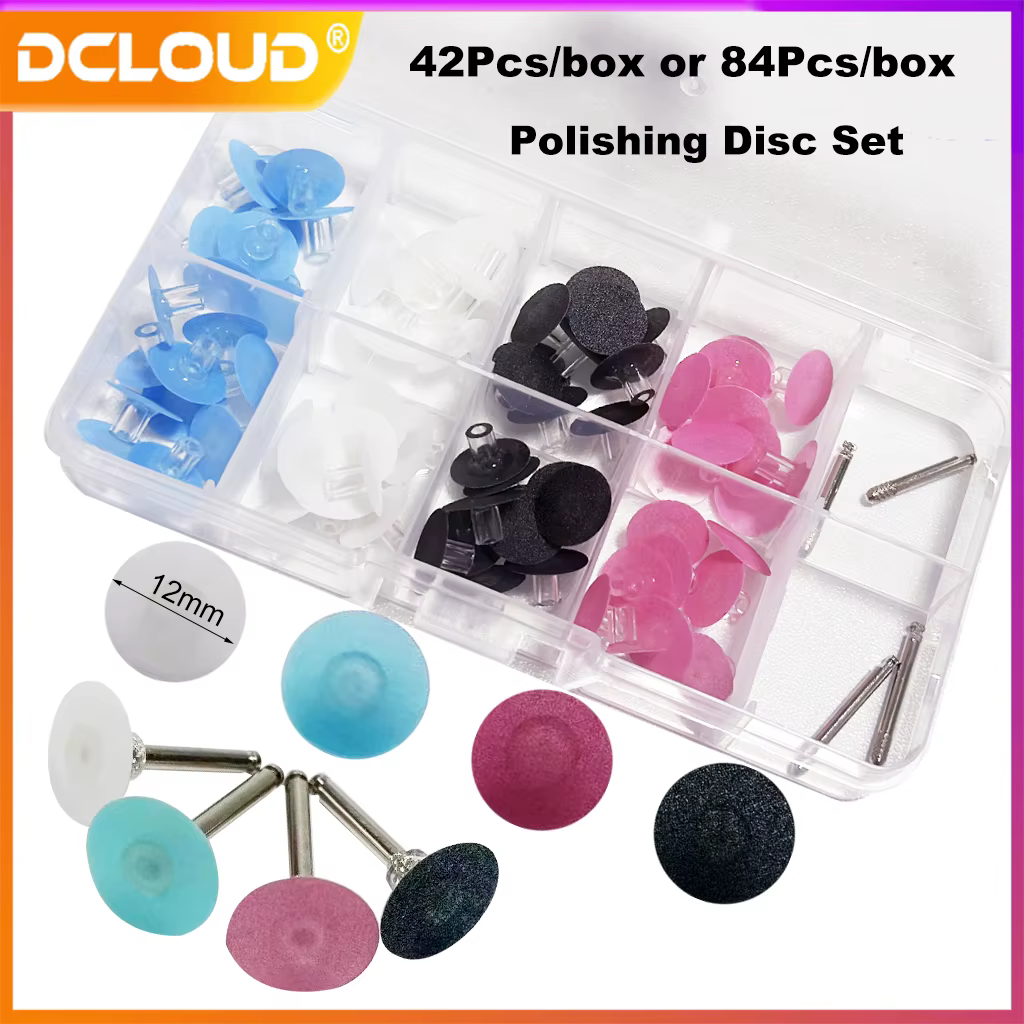 DCLOUD 1Box Dental Finishing Polishing Disc Set Composite Resin Finishing Disc+Mandrel Polishing Stem Disc Kit Dentist Materials