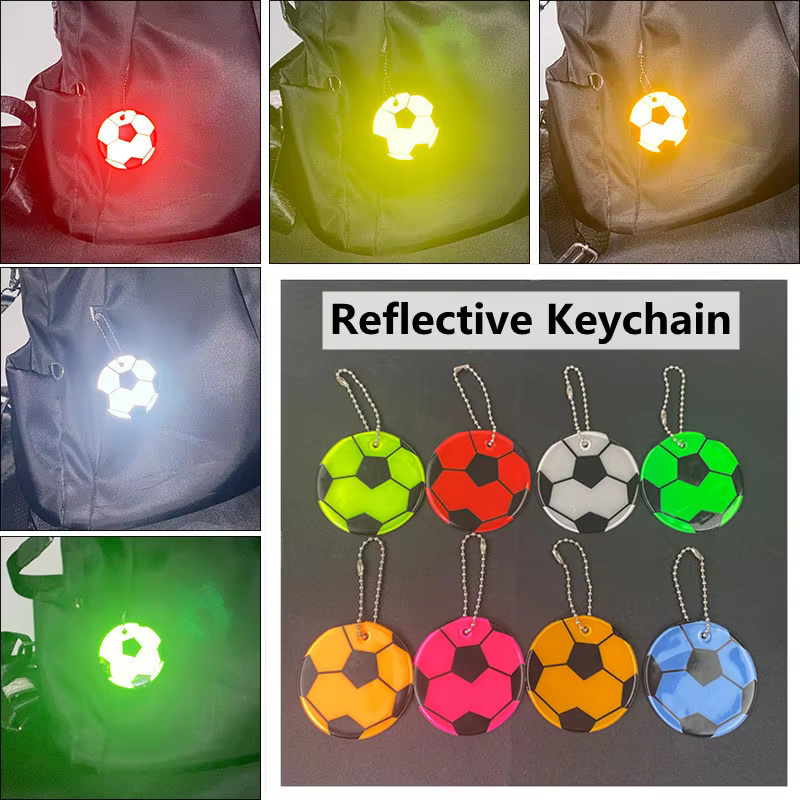 Reflective Keychain for Bags Backpack Soccer Pendant Ornaments Reflectors for Things Adults Children Night Safety Accessories