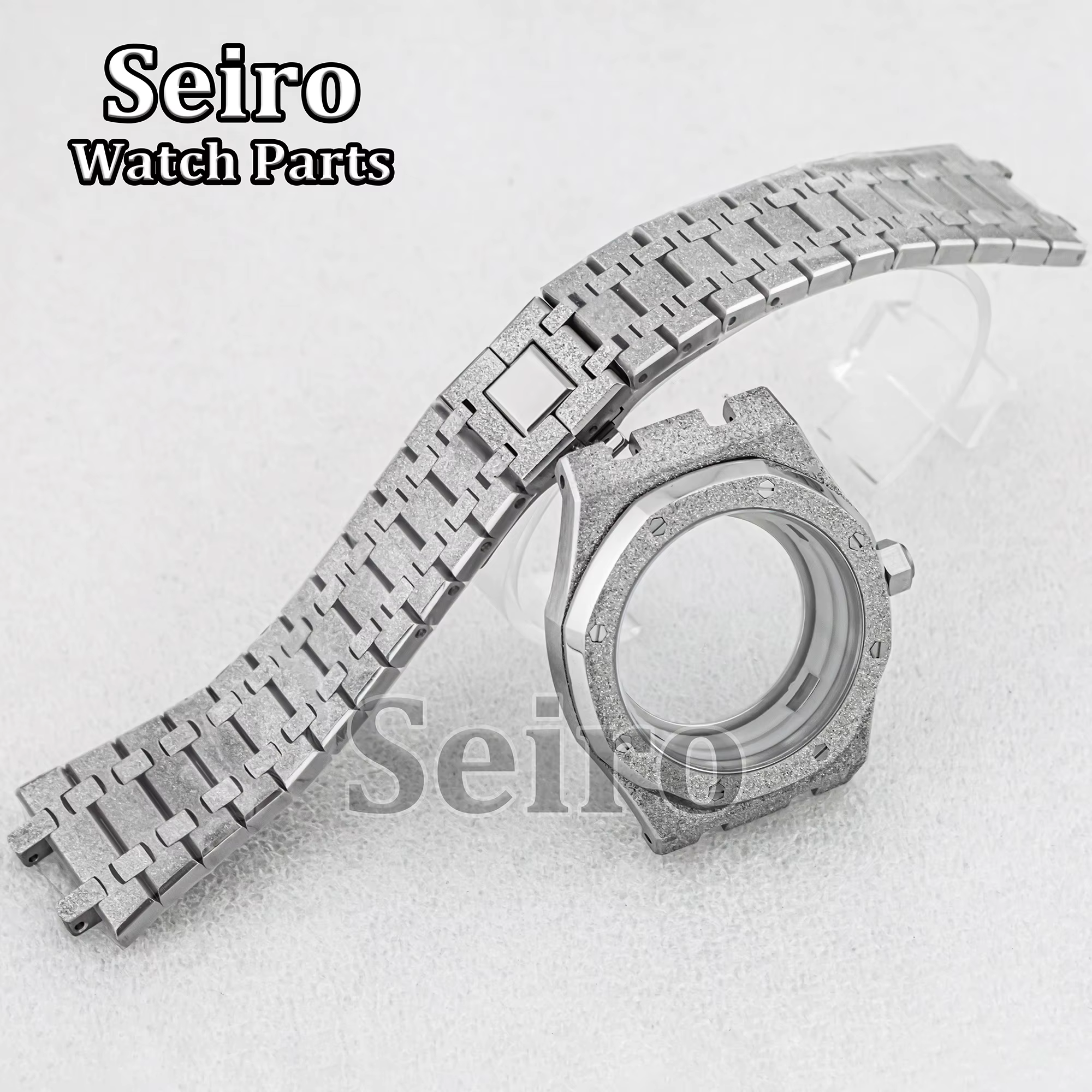 Frost 42mm Watch Case Strap Sapphire Glass Stainless Steel Octagon 10ATM Waterproof for 31.8mm Dial Royal NH35 NH36 Movement