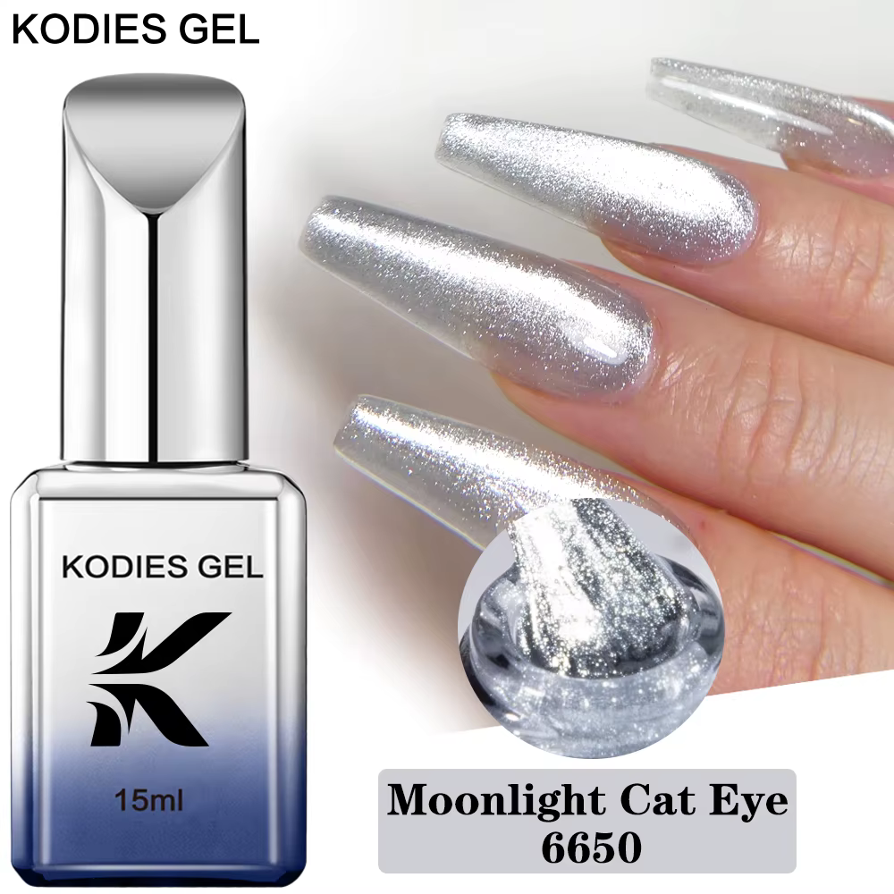 KODIES GEL New Moonlight Cat Eye Gel Polish Sparkle Silver White Magnetic Semi Permanent UV/LED Gel Varnish Supplies Nails Art