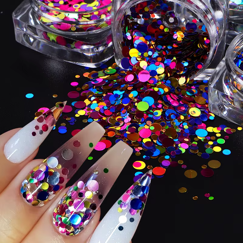 Mermaid Effect Sequin Nail Art Decoration Accessories Dazzling Bubble Glitter Flakes Rainbow Small Round Piece Manicure Supplies