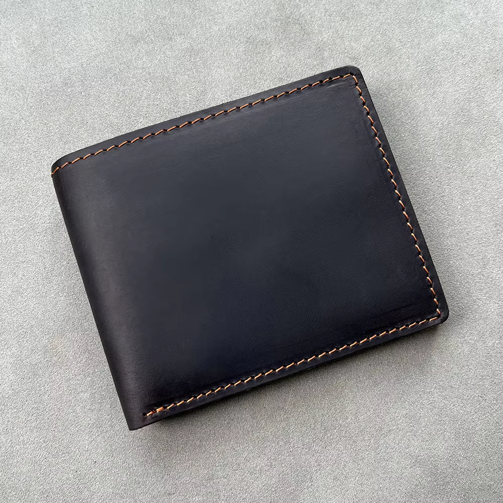 Retro Genuine Leather Mens Wallet with Coin Pocket Zipper Italian Leather Wallets Mens