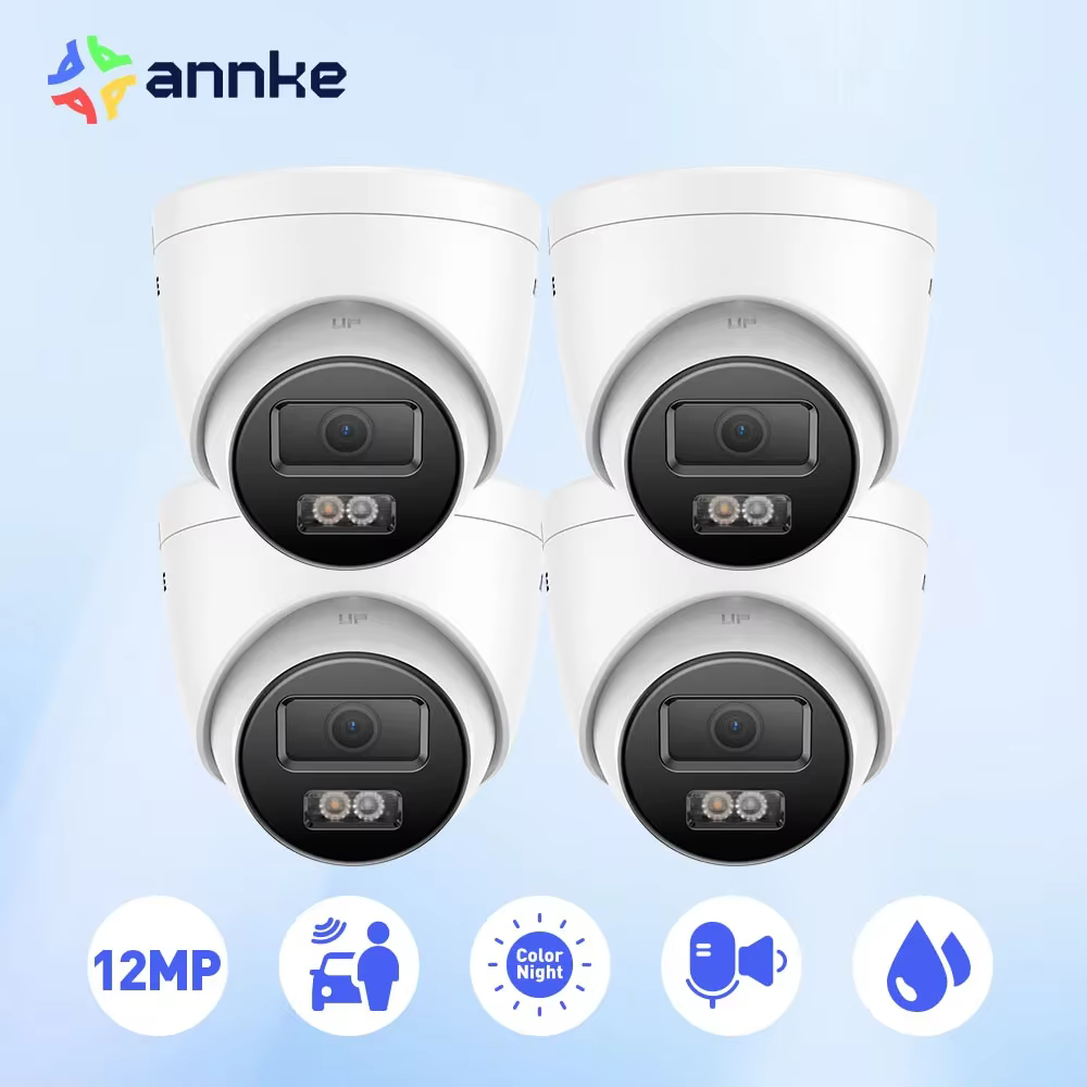ANNKE C1200 Smart Dual Light 12MP Ultra HD PoE IP Camera Built-in Mic Surveillance Security Cameras Color IR Night Vision IP67