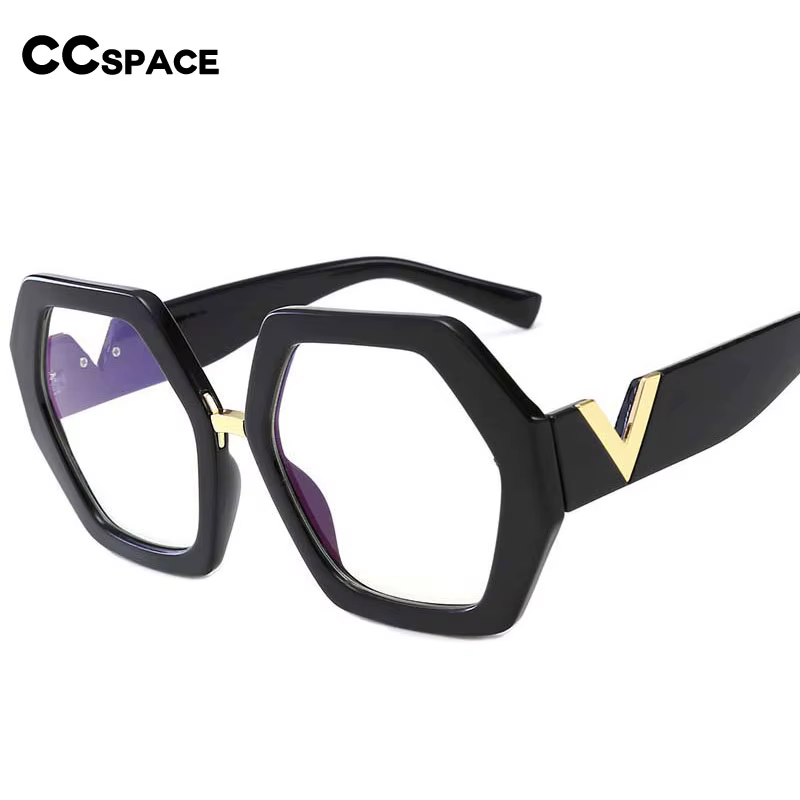 53183 Oversized Polygon Ladies Glasses V-Shaped Leg Fashion Female Floral Glasses Frame