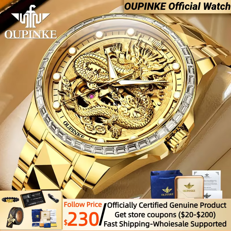 OUPINKE 3276 Golden Wristwatch for Men Imported MIYOTA Movement TOP Luxury Watch Men