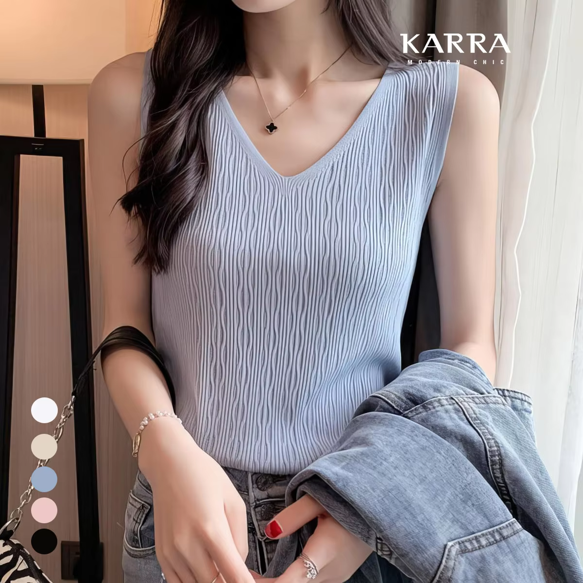 KARRA wave rail V-neck Nasinit _ KB4MKN079C